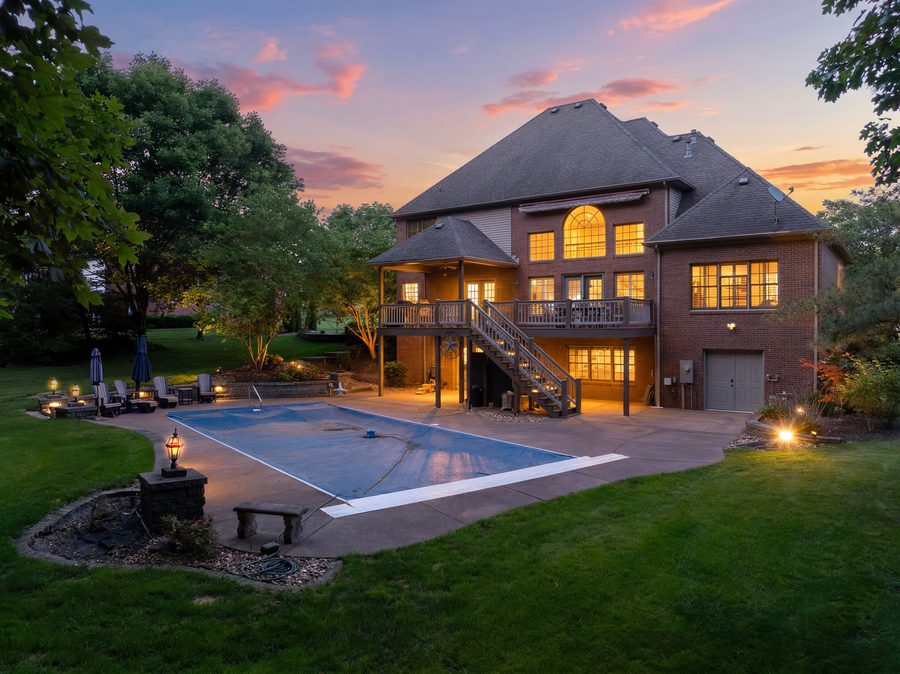 Real estate exterior photo, rear of an Evansville property